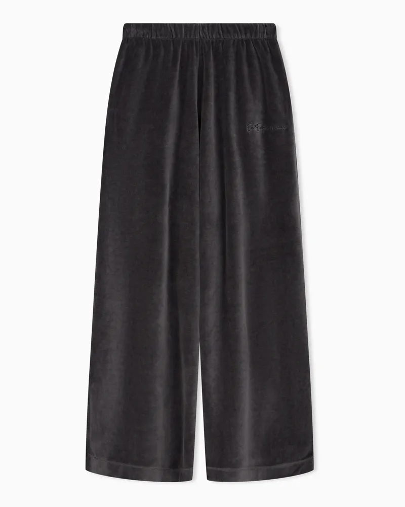 EA7 Hose Athletic Velour aus Baumwollmischung mit weitem Bein Grau