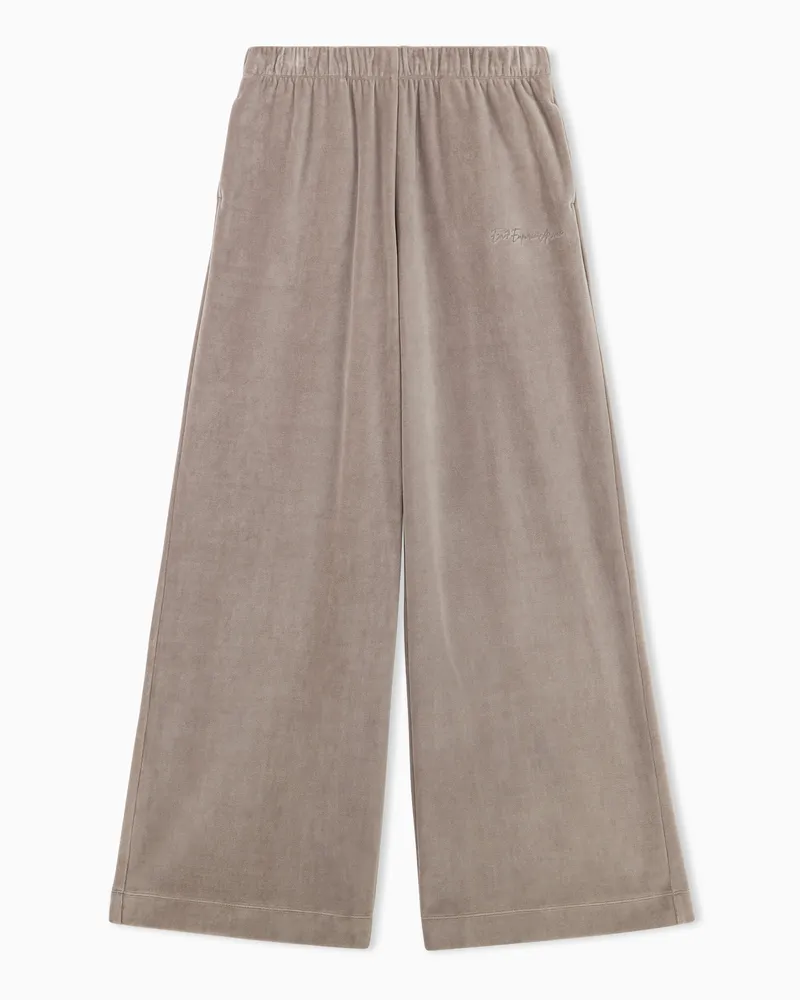 EA7 Hose Athletic Velour aus Baumwollmischung mit weitem Bein Grau