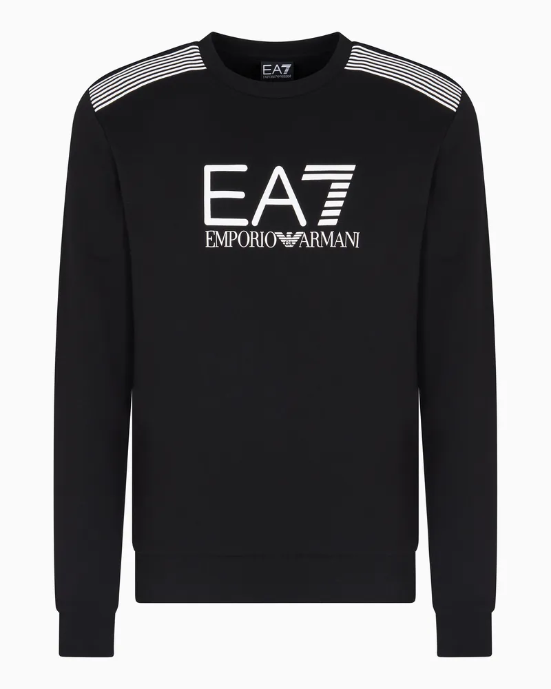 EA7 ASV 7 Lines Sweatshirt mit Rundhalsausschnitt aus einer Baumwollmischung Schwarz