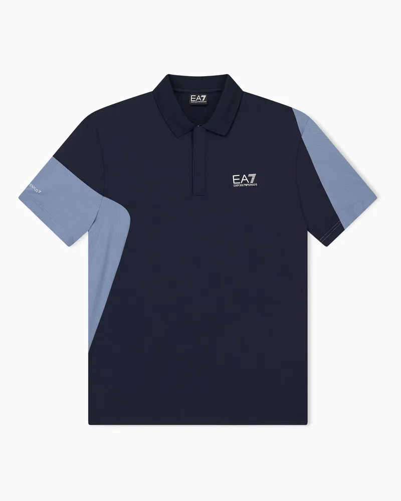 EA7 Poloshirt Tennis Pro aus Jersey Marineblau