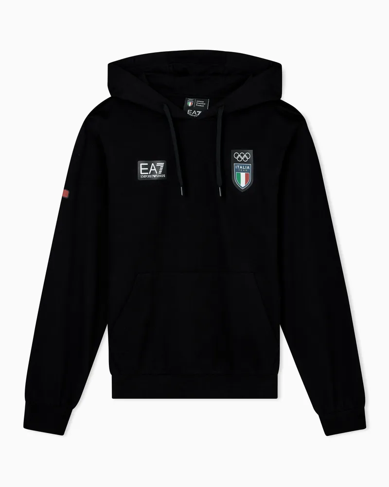 EA7 Sweatshirt mit Kapuze aus Baumwolle Schwarz