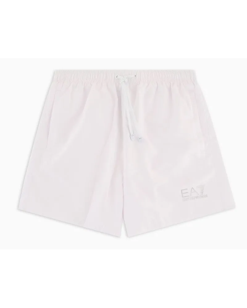 EA7 Badeboxershorts mit Logo Weiss