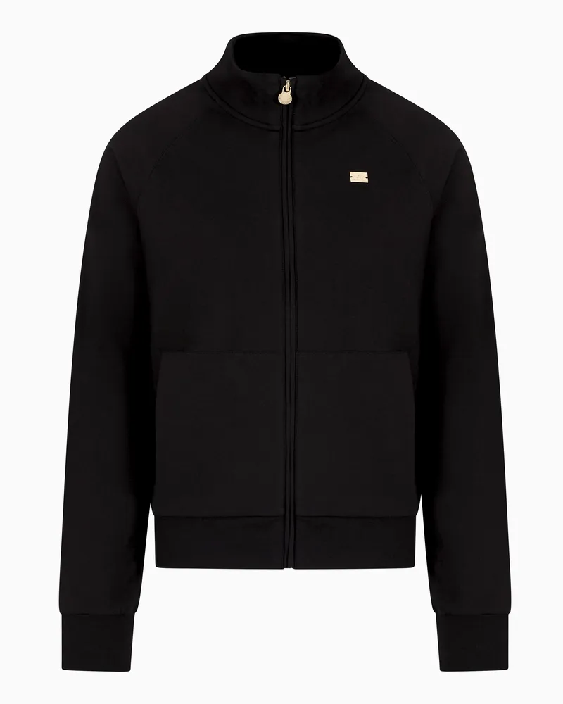 EA7 Core Lady Sweatshirt mit Reißverschluss, gefertigt aus Baumwollstretch Schwarz