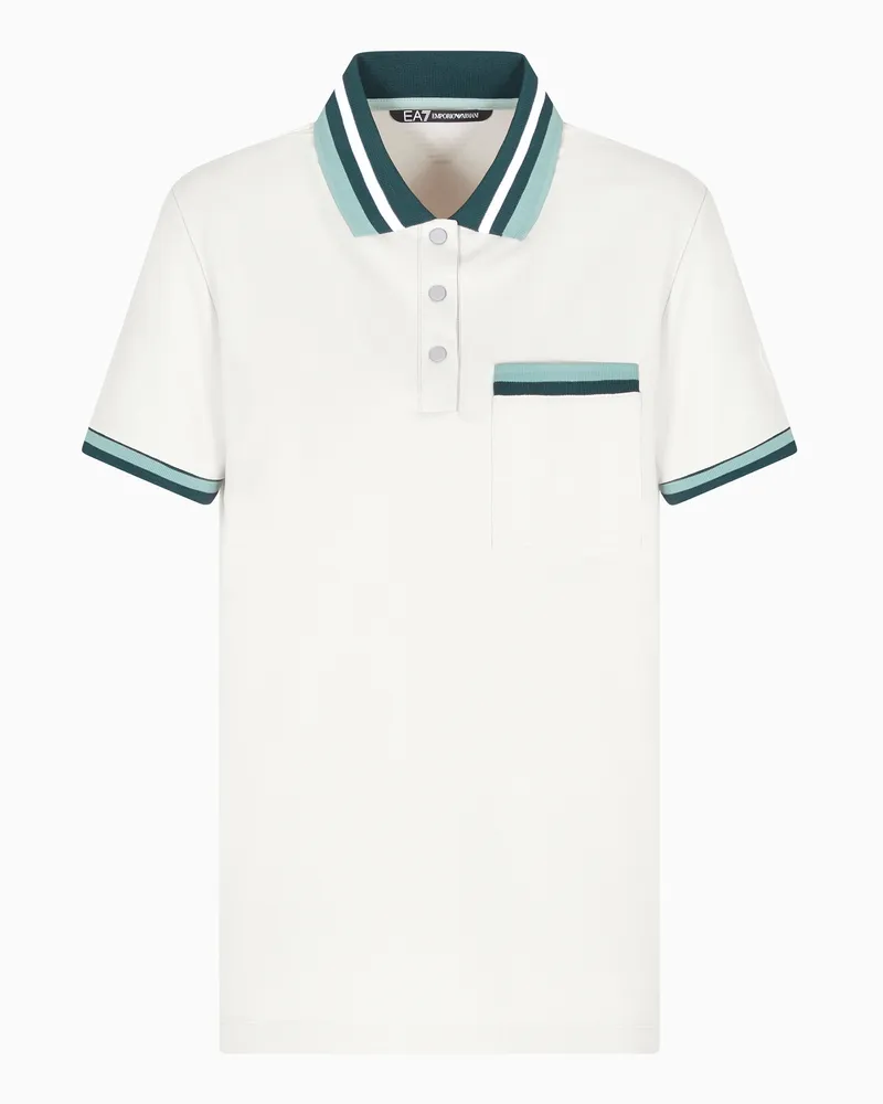 EA7 Golf Pro Polo-Shirt mit kurzen Ärmeln, gefertigt aus technischem Gewebe VENTUS7 Weiß