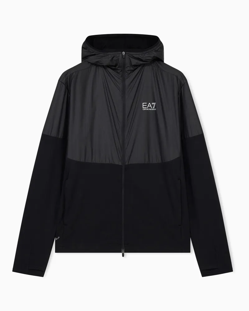 EA7 Hoodie Vigor 7 aus technischem Gewebe Schwarz