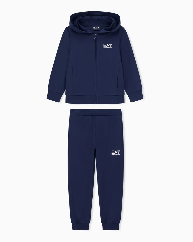 EA7 Trainingsanzug Core Identity Boy aus Baumwolle mit Kapuze Marineblau
