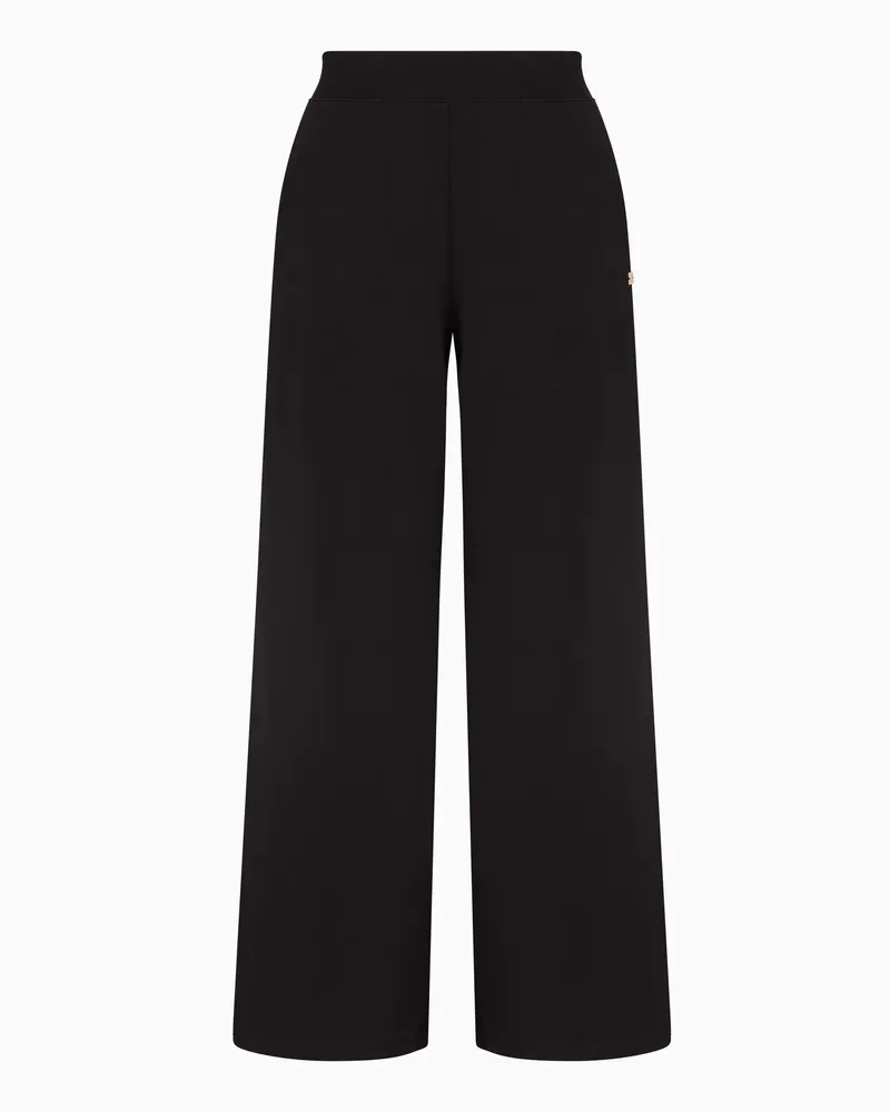 EA7 Weite Core Lady Hose aus Baumwollstretch Schwarz