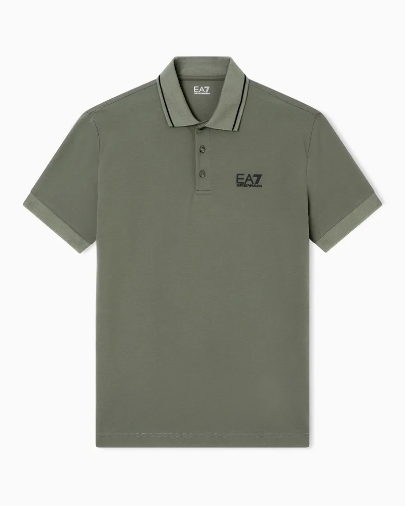 EA7 Core Identity Poloshirt aus Baumwollstretch-Pikee Grün
