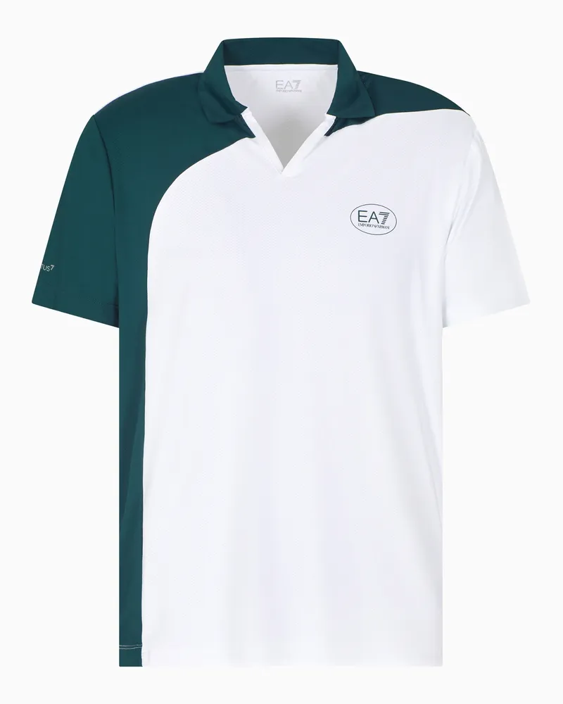 EA7 Tennis Pro Poloshirt aus VENTUS7-Funktionsgewebe Weiß