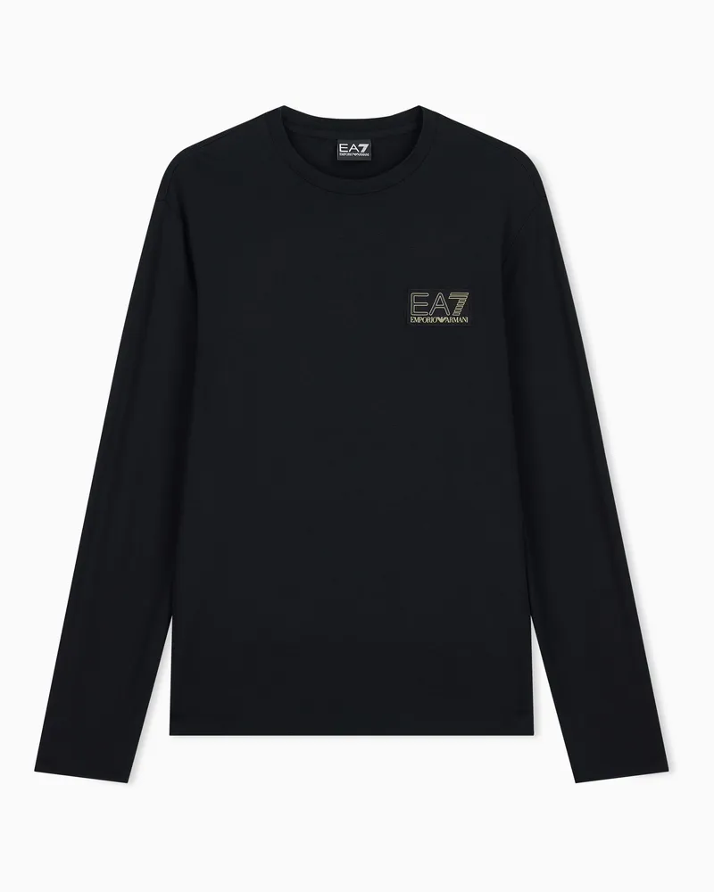 EA7 T-Shirt Premium Label im Regular Fit aus Viskosejersey Schwarz