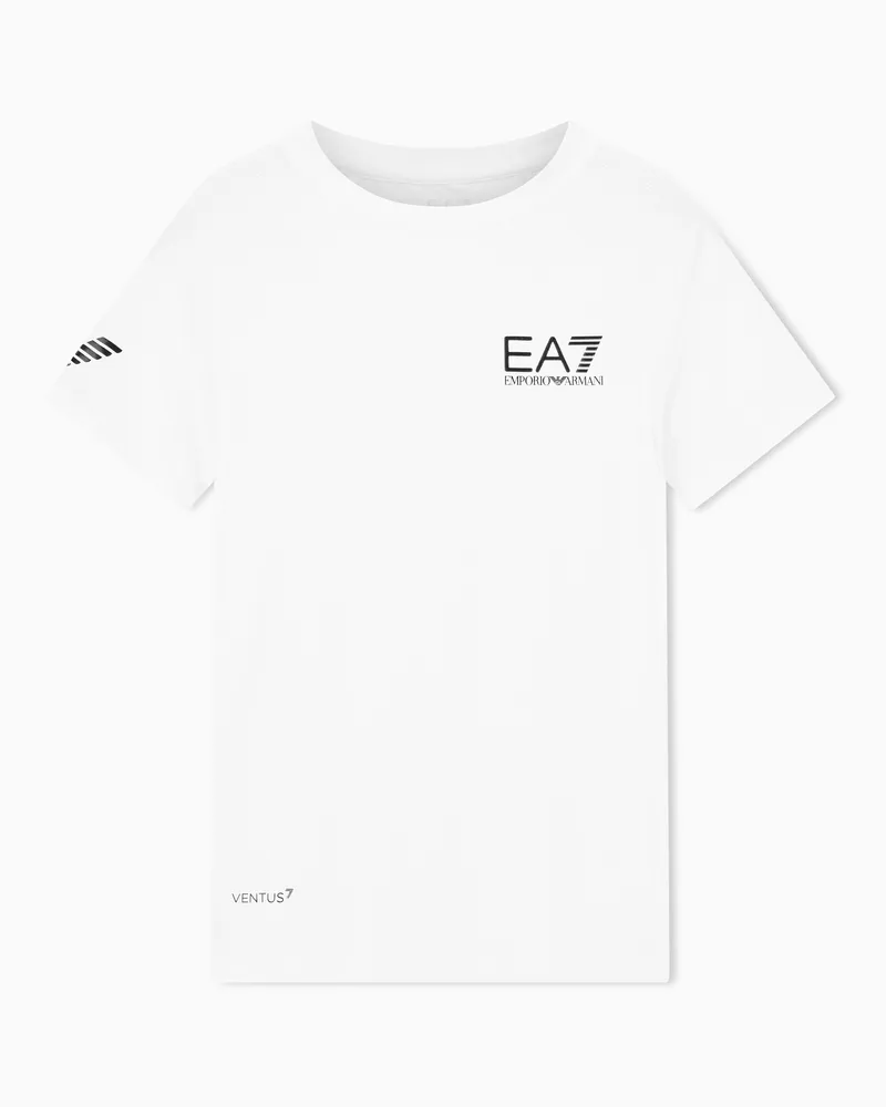 EA7 Tennis Pro Rundhals-T-Shirt aus VENTUS7-Funktionsgewebe Weiß