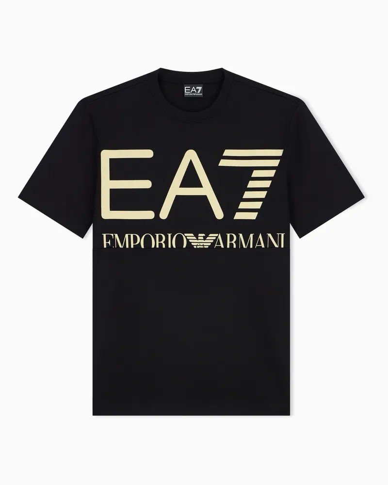 EA7 T-Shirt Logo Series aus Baumwolljersey im Regular Fit Schwarz