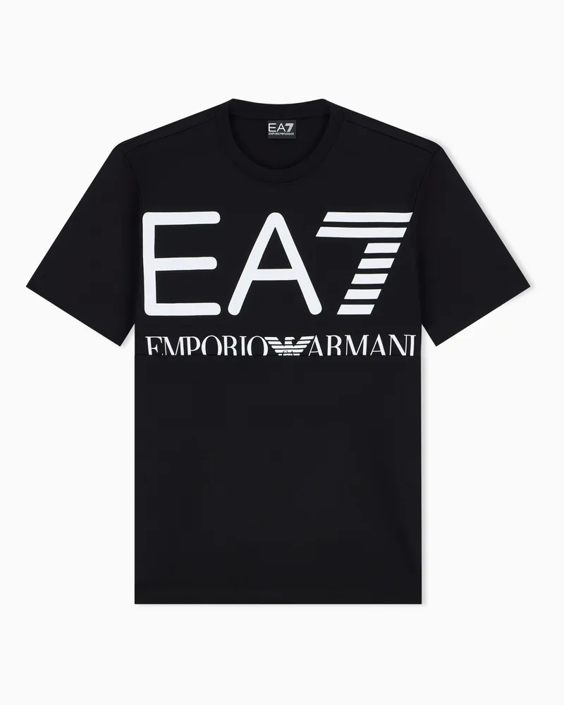 EA7 T-Shirt Logo Series aus Baumwolljersey im Regular Fit Schwarz