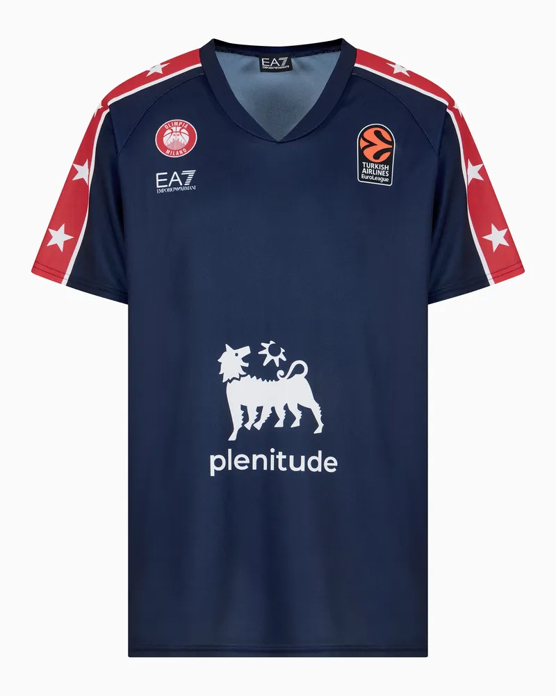 EA7 Olimpia Milano Euroleague 24/25 Replika-Aufwärm-T-Shirt Blau