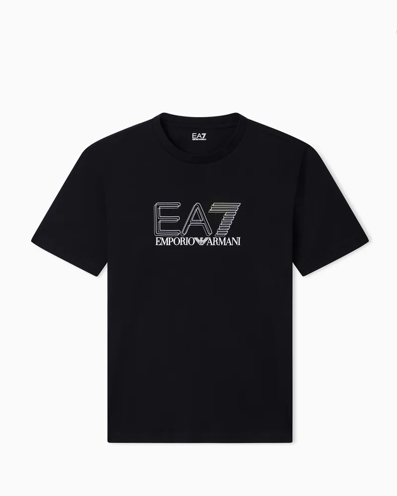 EA7 Visibility T-Shirt aus Baumwoll-Jersey mit Rundhalsausschnitt Schwarz