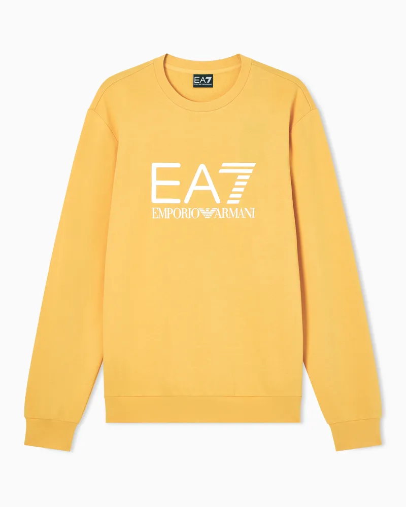 EA7 Core Identity Sweatshirt aus Baumwolljersey Gelb