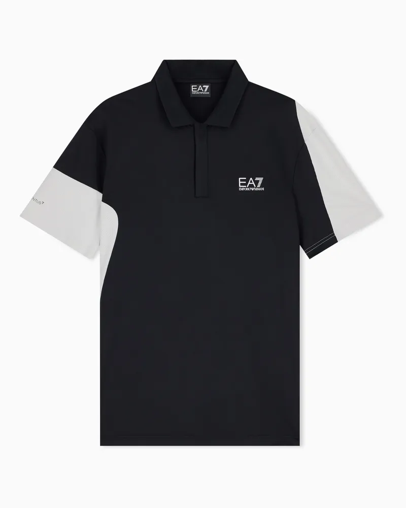 EA7 Poloshirt Tennis Pro aus Jersey Schwarz