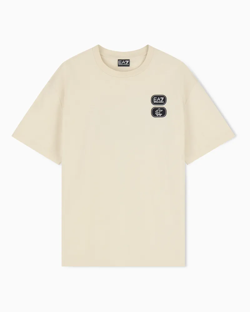 EA7 T-Shirt Urban Skate aus Baumwolljersey mit Grafik Beige