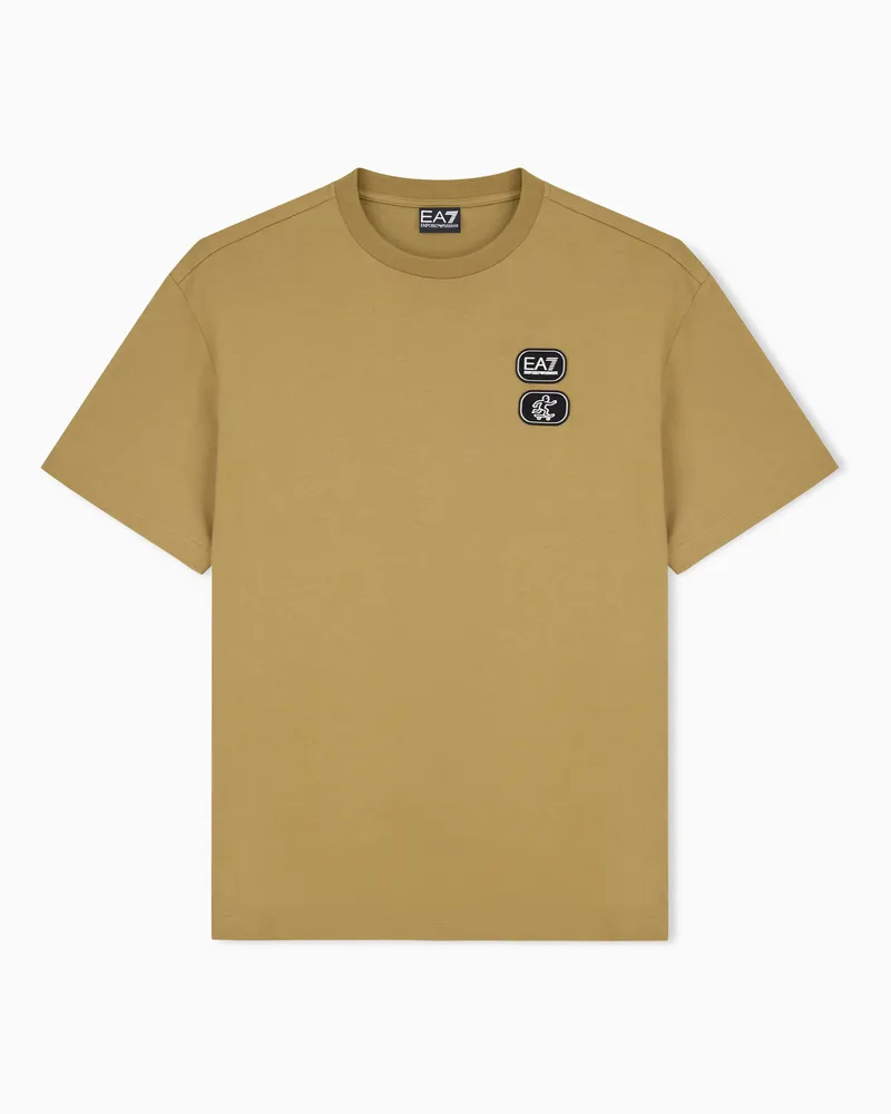 EA7 T-Shirt Urban Skate aus Baumwolljersey mit Grafik Beige