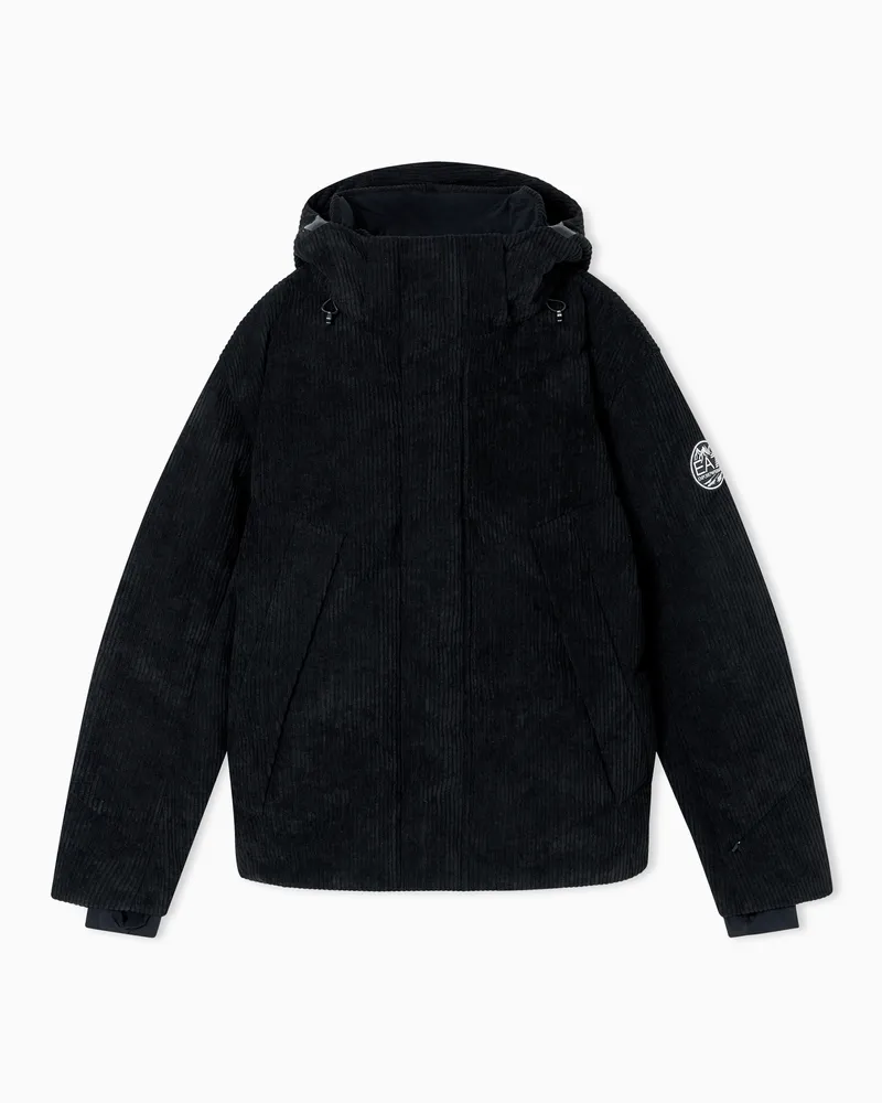 EA7 Ski-Daunenjacke aus Funktionsstoff mit Samteffekt Schwarz