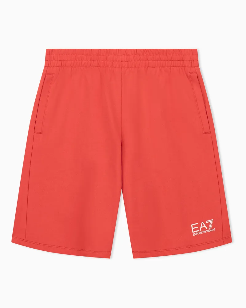 EA7 Core Identity Boy Bermudashorts aus Baumwolle Rot