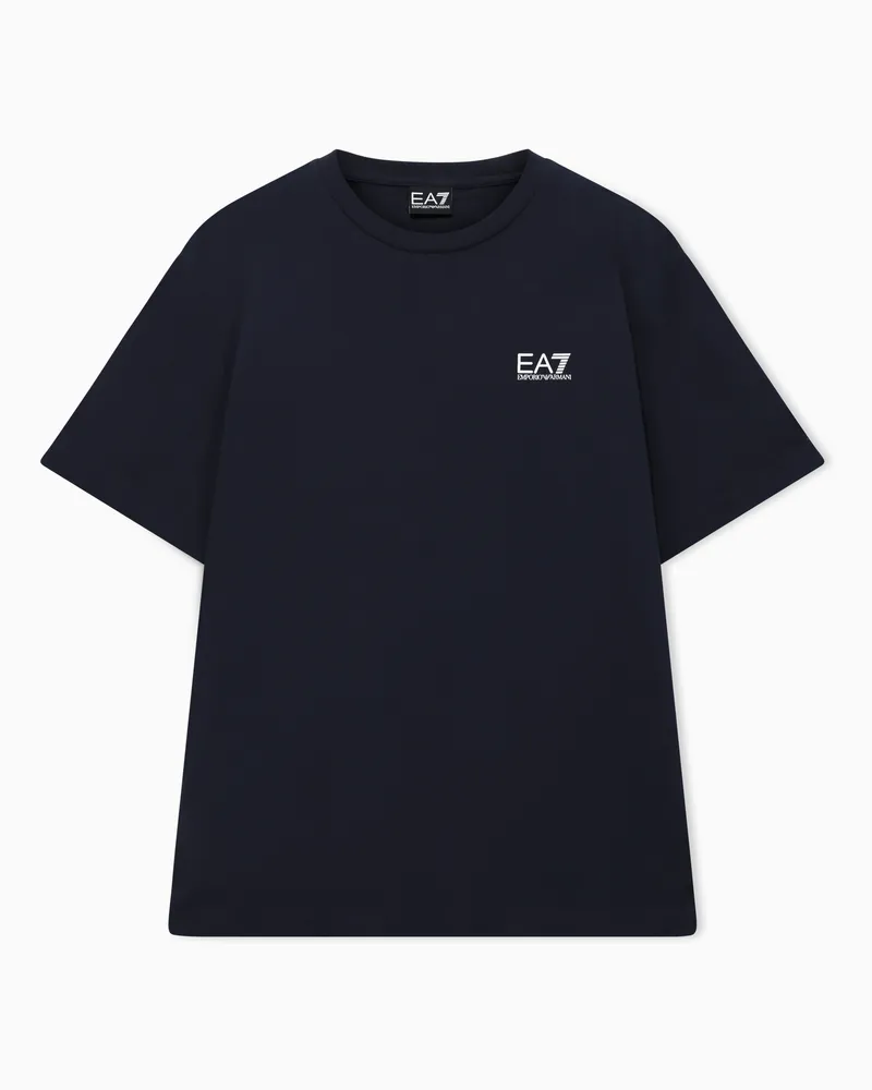 EA7 Logo Series T-Shirt aus Baumwoll-Jersey Marineblau