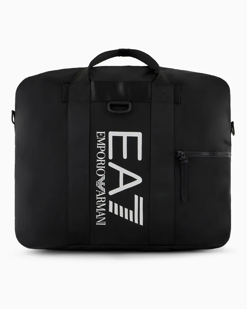 EA7 Logo Series Sporttasche aus recyceltem Stoff Schwarz
