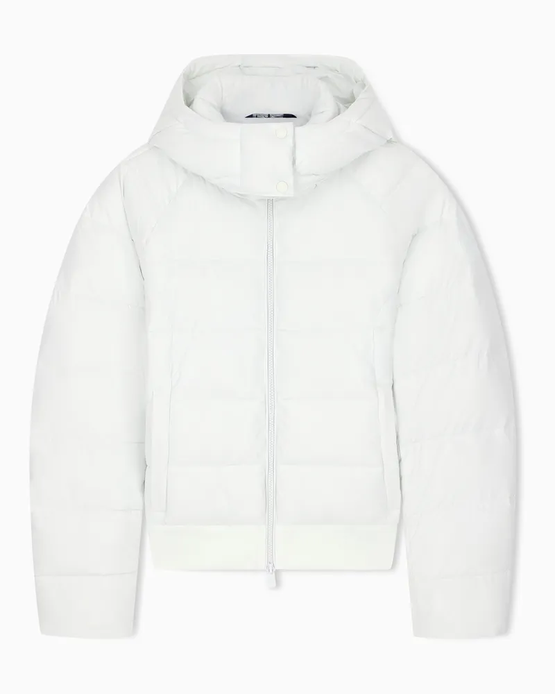 EA7 Wattierte Regular Fit Bomberjacke aus Polyamid mit Kapuze Weiß