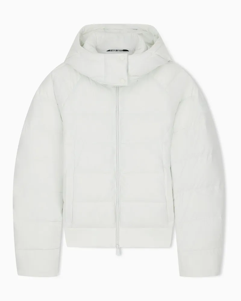EA7 Wattierte Regular Fit Bomberjacke aus Polyamid mit Kapuze Weiß
