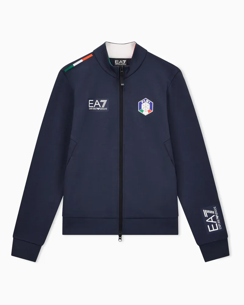 EA7 Sweatjacke der FISI-Kollektion aus Natural VENTUS7 Blau