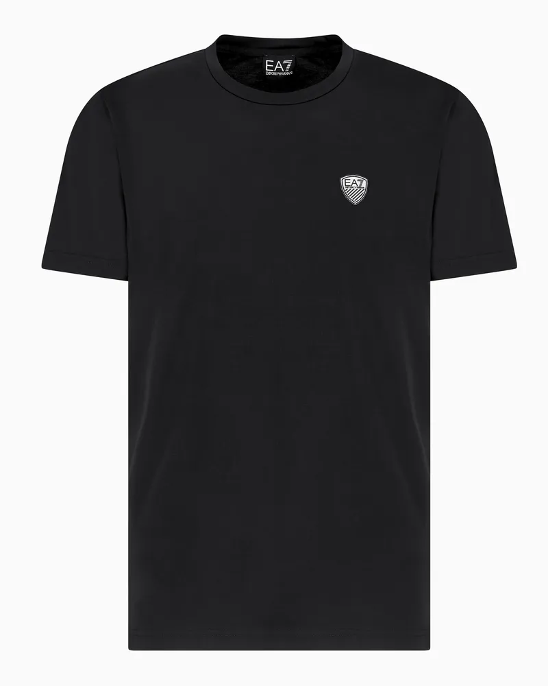 EA7 Premium Shield T-Shirt mit Rundhalsausschnitt aus einer elastischen Viskose-Mischung Schwarz