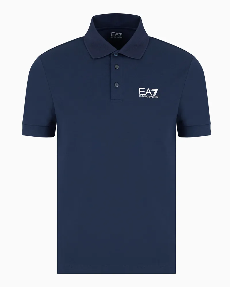 EA7 Core Identity Poloshirt aus Baumwollstretch Marineblau