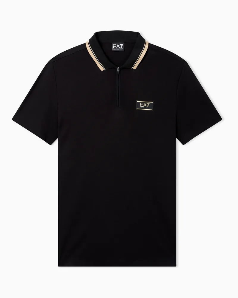 EA7 Poloshirt Premium Label aus Jersey Schwarz
