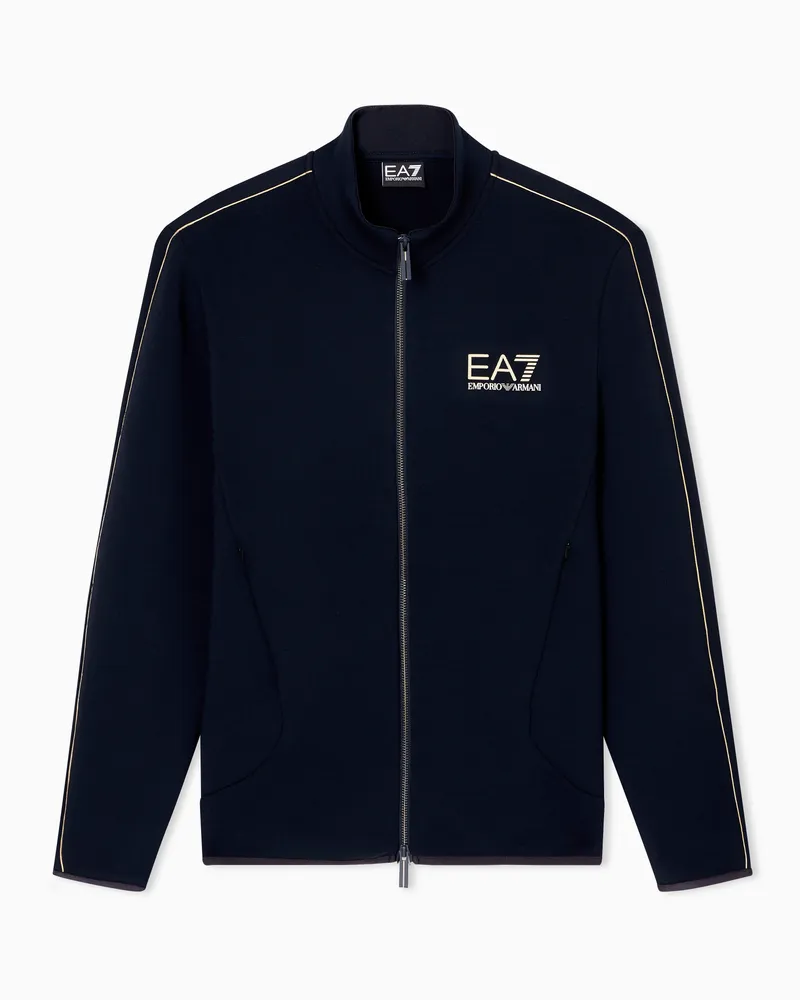 EA7 Gold Label Sweatshirt aus einer Viskose-Mischung Marineblau