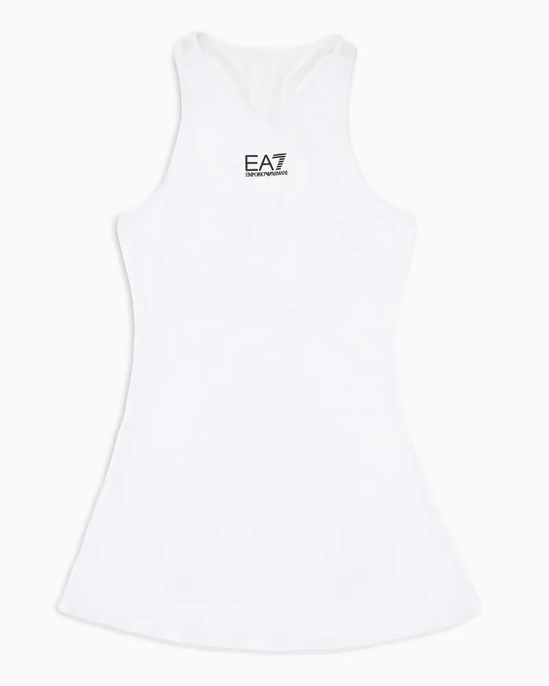 EA7 Tennis Pro Girl Kleid aus VENTUS7-Funktionsgewebe Weiß
