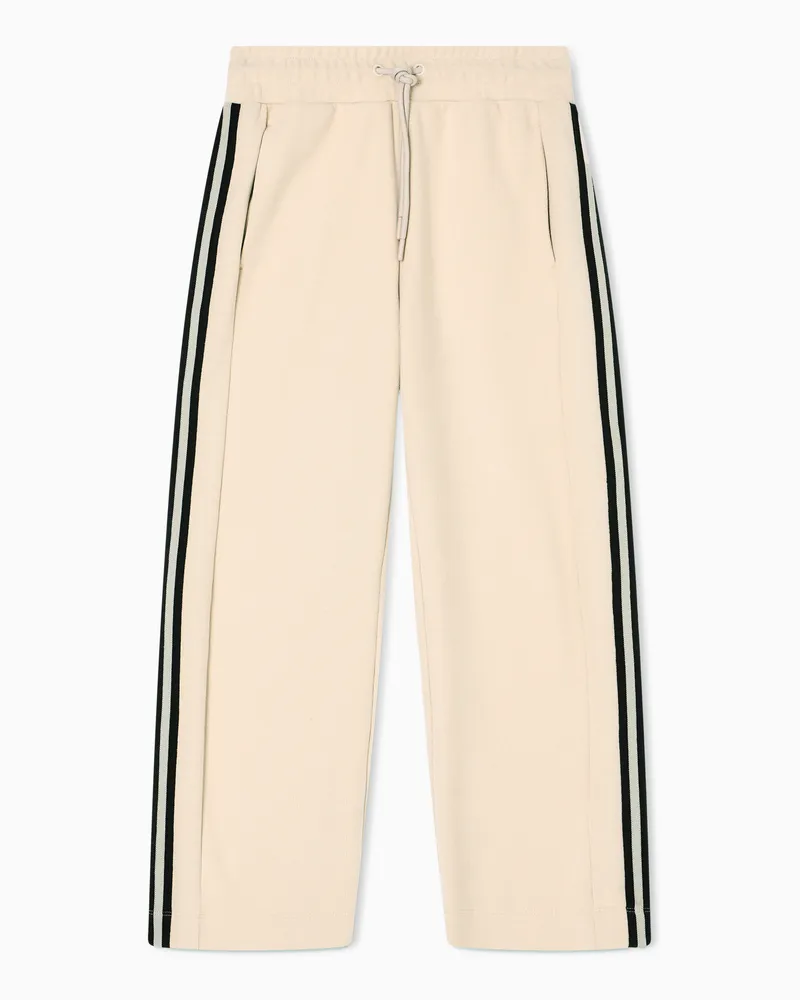 EA7 Weite Sporty Forever Hose aus einer Baumwollmischung Beige