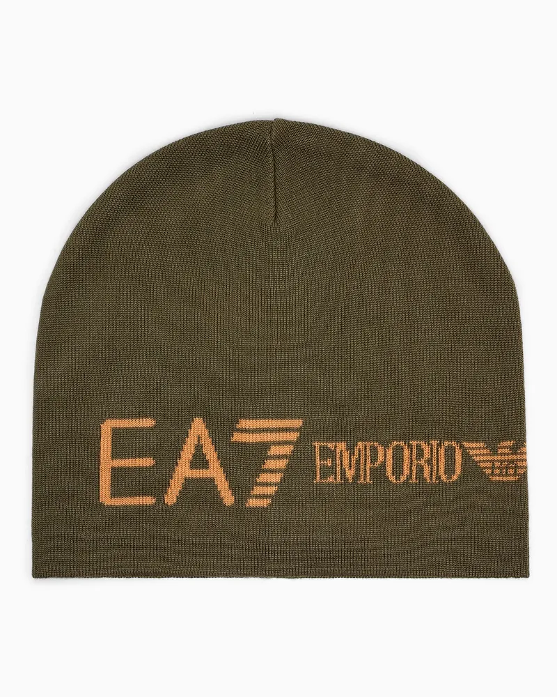 EA7 Strickbeanie regularer Schnitt Grün