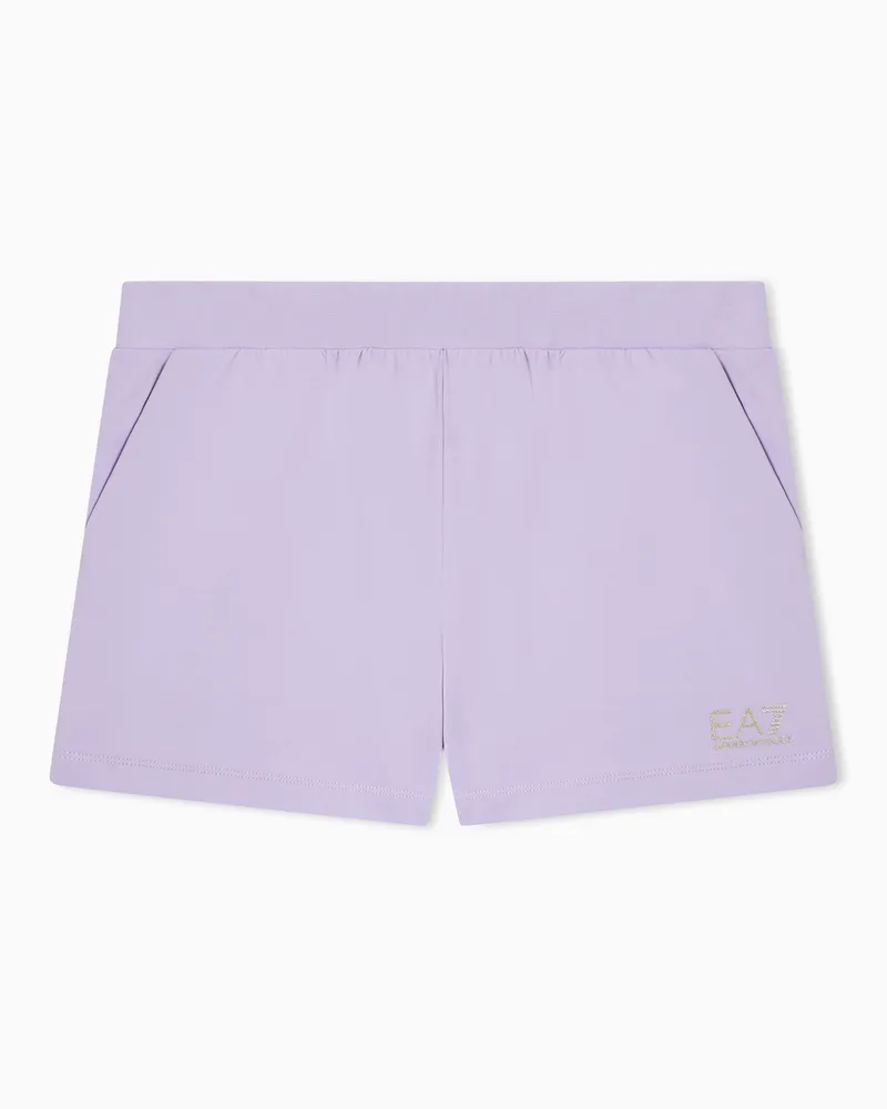 EA7 Core Identity Girl Shorts aus Baumwollstretch Violett