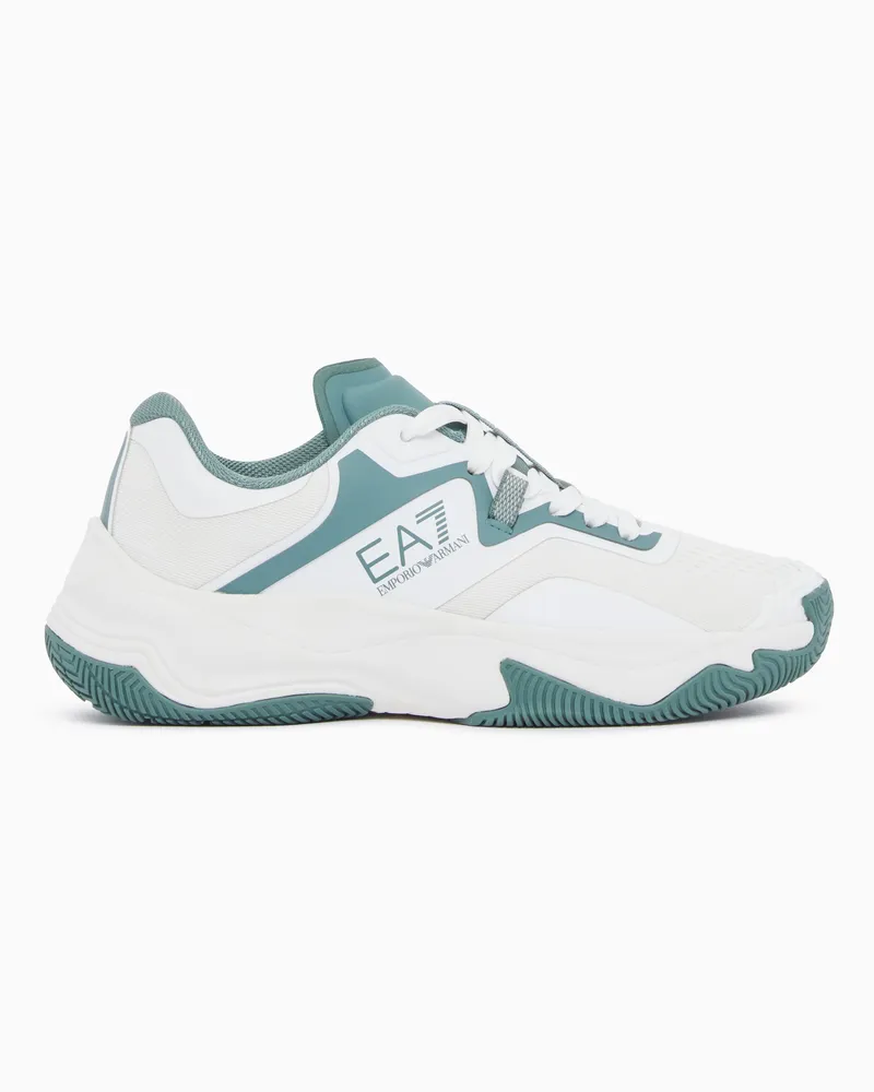 EA7 Sneaker aus hartem Material mit Schnürung New Padel Weiß