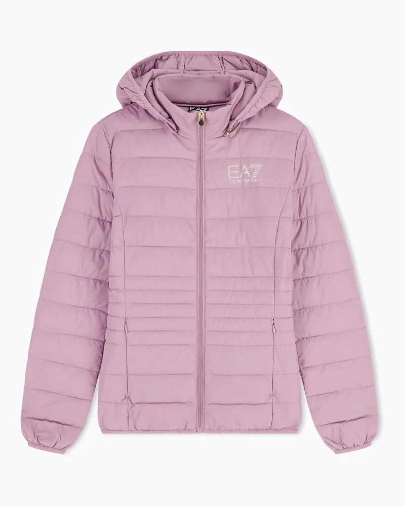 EA7 Core Lady wattierte Jacke aus recyceltem Funktionsgewebe mit Kapuze Pink