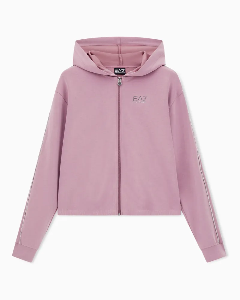 EA7 Precious Sweatshirt mit Reißverschluss, gefertigt aus elastischem Modal-Interlock Pink
