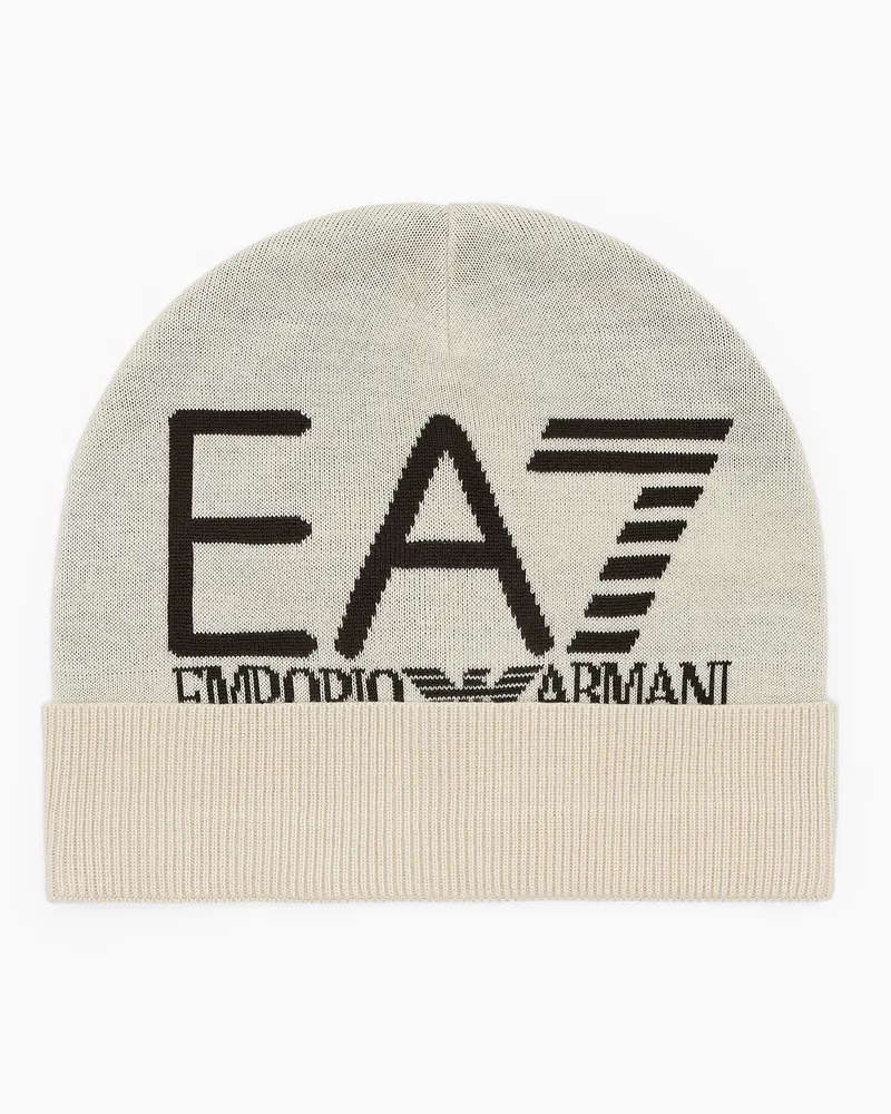 EA7 Beanie groß mit Jacquard-Logo Mountain U Visibility Beanie Beige