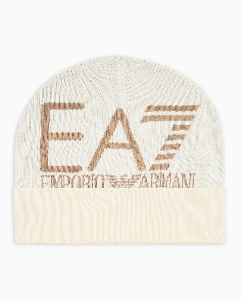 EA7 Visibility Beanie mit großem -Logo Beige