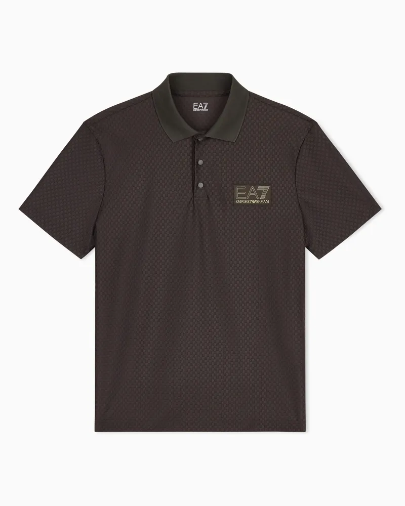 EA7 Poloshirt Premium Label im Regular Fit aus Polyamidjersey Braun