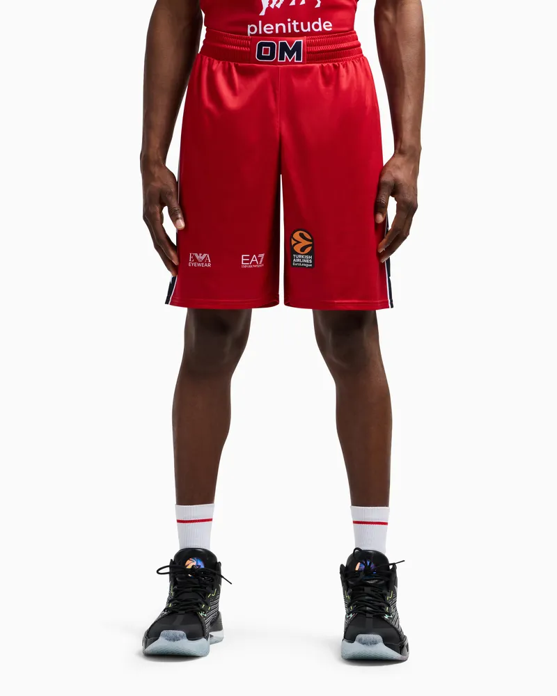 EA7 Olimpia Milano Shorts Nachbildung der Euroleague 24/25 Rot