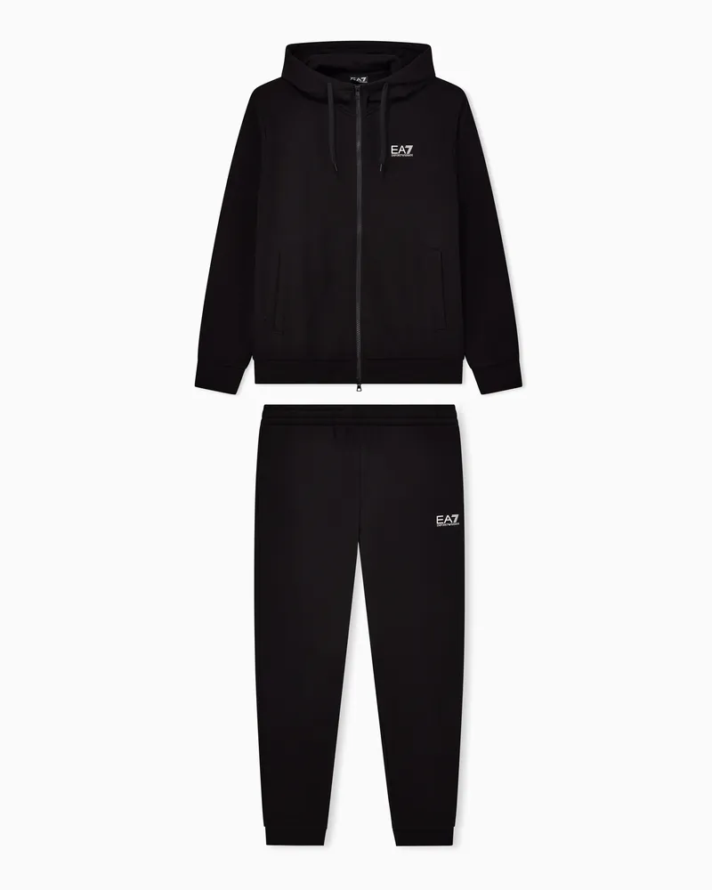 EA7 Core Identity Trainingsanzug mit Kapuze aus einer Baumwollmischung Schwarz
