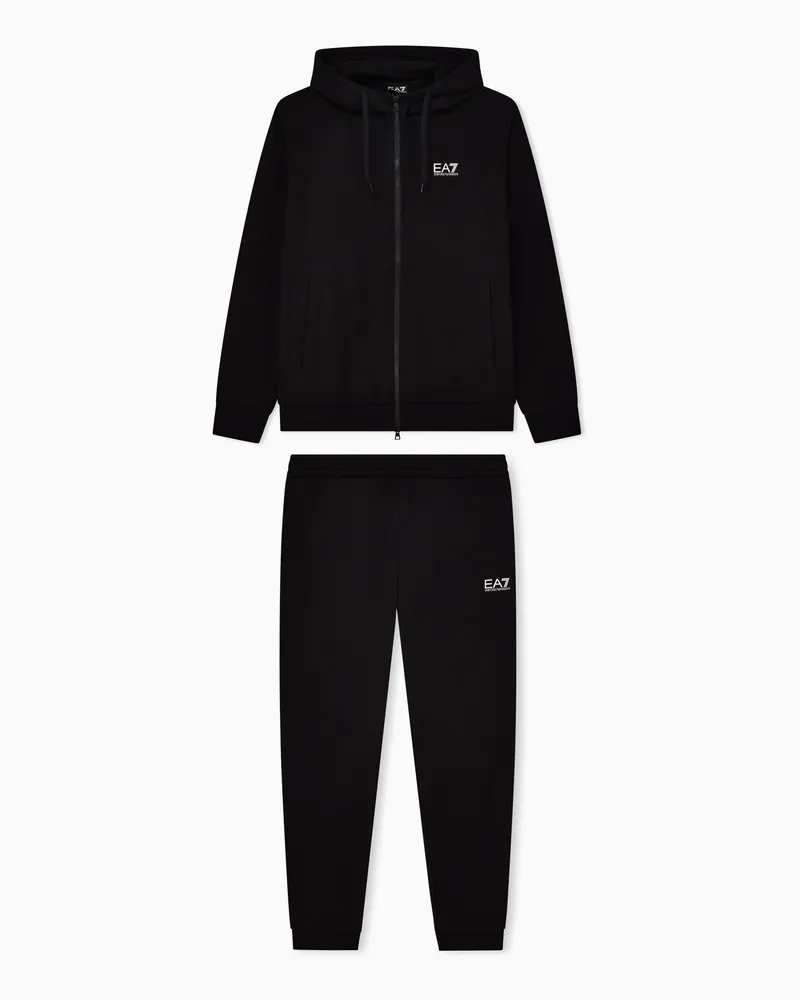 EA7 Core Identity Trainingsanzug mit Kapuze aus einer Baumwollmischung Schwarz