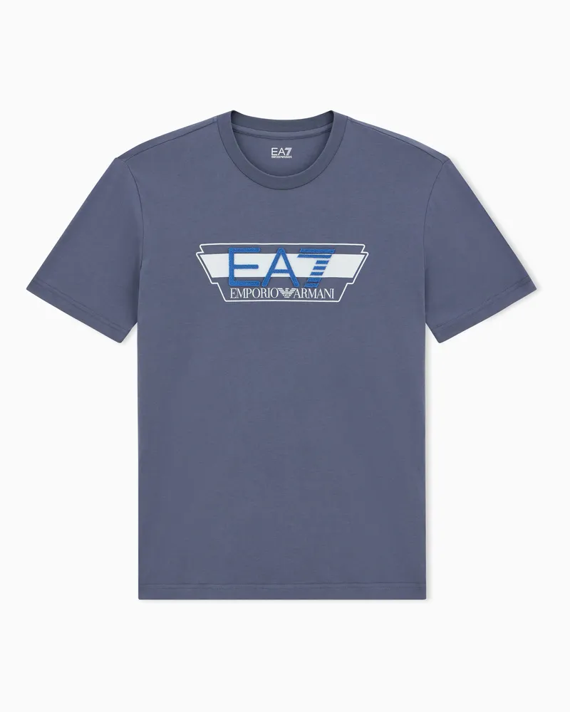 EA7 T-Shirt Visibility im Regular Fit aus Baumwolljersey Blau