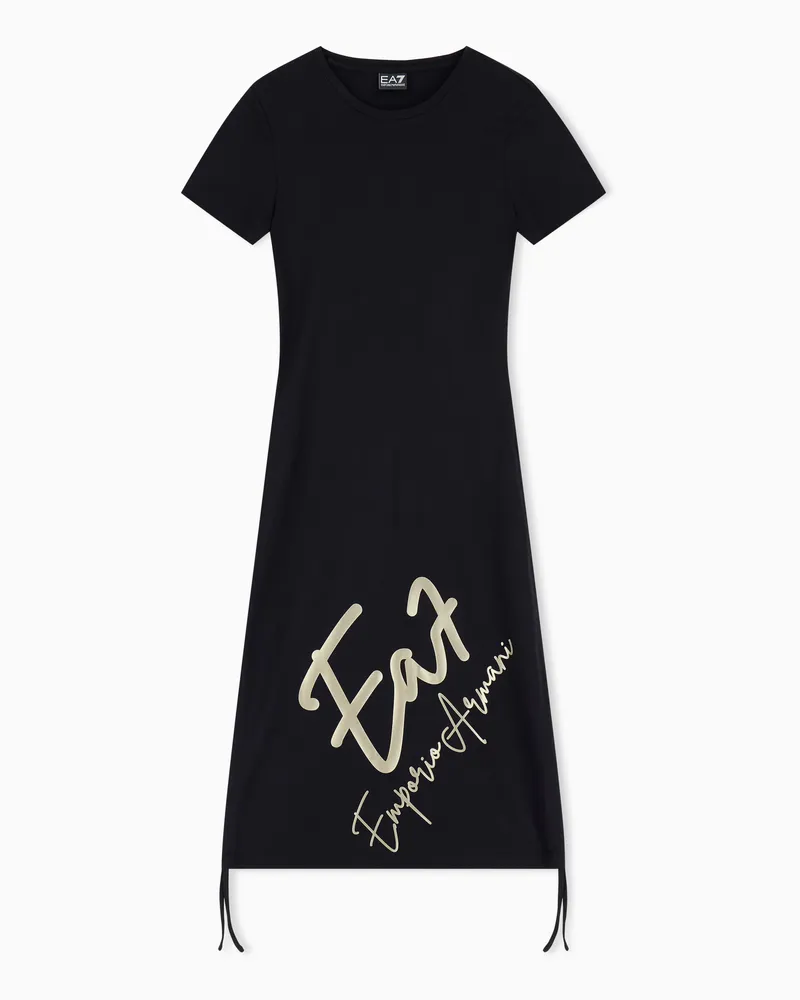 EA7 Kleid aus Baumwollstretch-Jersey Schwarz