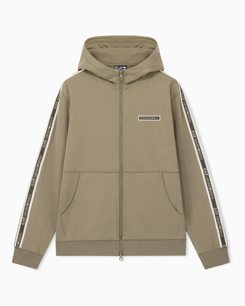 EA7 Kapuzenjacke Logo Series mit Reißverschluss und Logoband Grün